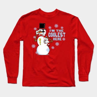 Cool Snowman Funny RubberHose Retro Winter Cartoon Long Sleeve T-Shirt